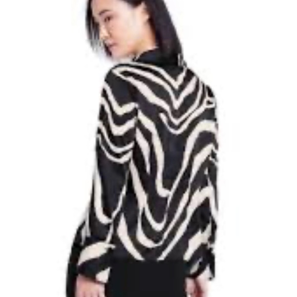 Zebra Print - Black & Ivory long sleeve tailored blouse -Sergio Hudson XXS & XL - Picture 2 of 14